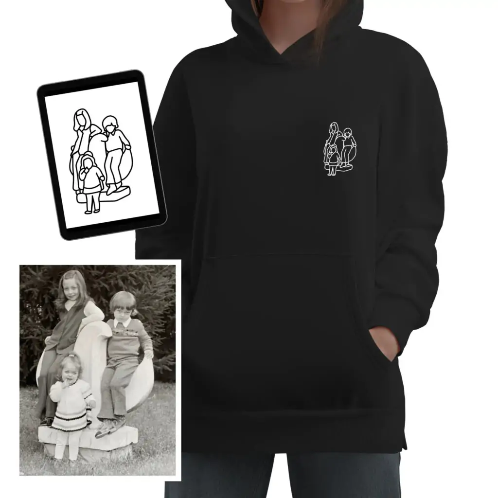 Portrait de familles ou d'amis à broder sur vêtements par Brodink